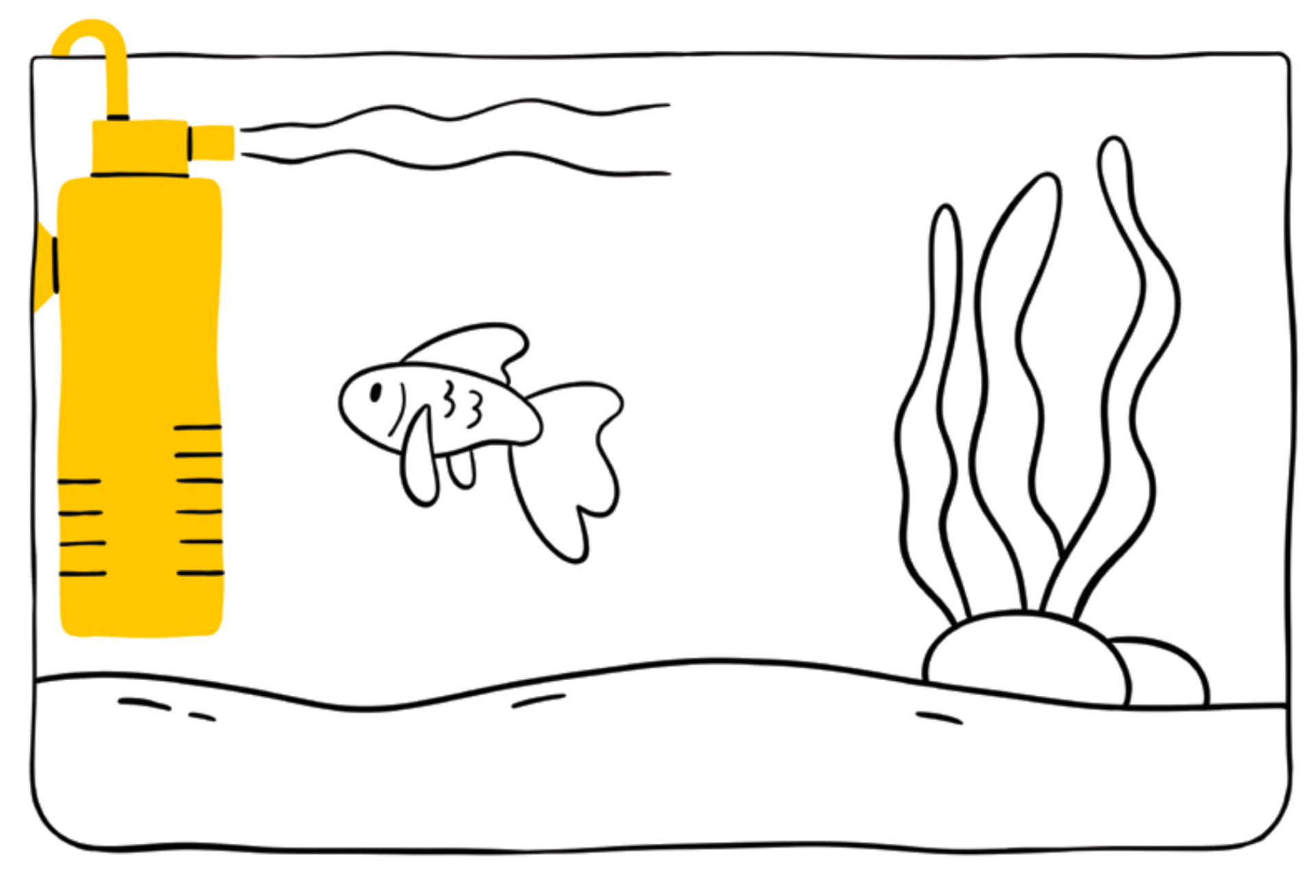 Fish tank illustration — you can't clean a fish tank by replacing 10% of the water